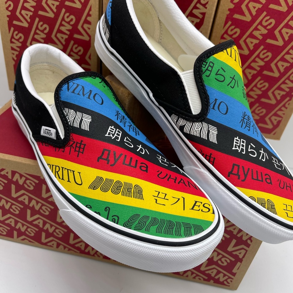 Vans Men’s Classic Slip-On (Vans Spirit)Multi/True White Sneakers 
VN0A4U38WK2